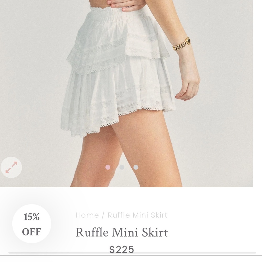 LoveShackFancy Ruffle Mini Skirt Antique White